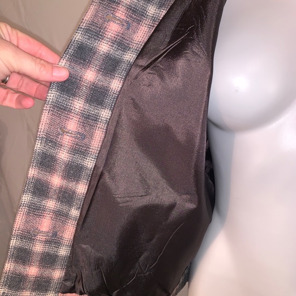 VTG Pendleton 14P Gray Pink Plaid Lined Blazer - Picture 6 of 8